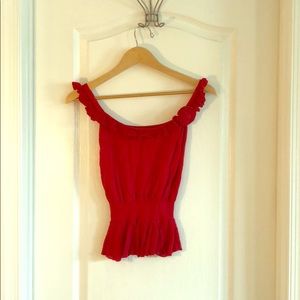 Red cotton rose top